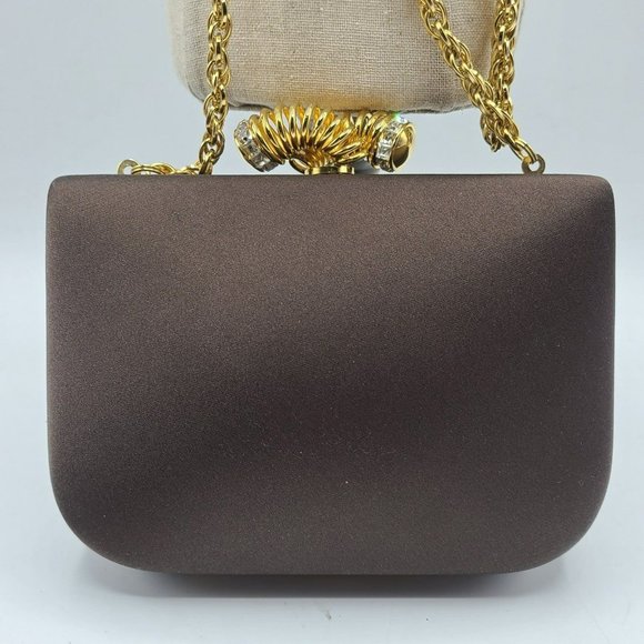RODO Swarovski Italy Satin Handbag Clutch Purse Shoulder Evening Bag - Picture 10 of 12